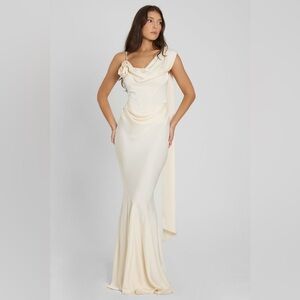Leau Celine Corset Drape Satin Gown - Ivory NWOT